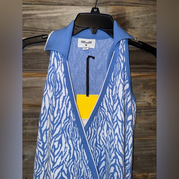 Diane Von Furstenberg DVF x Target  Collared Sea Twig Blue Sweater Dress XS - Picture 6 of 7